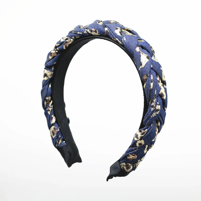 

Wide braided denim 3cm wide plain design hairbands women hair accessories winter hairbands-YGT