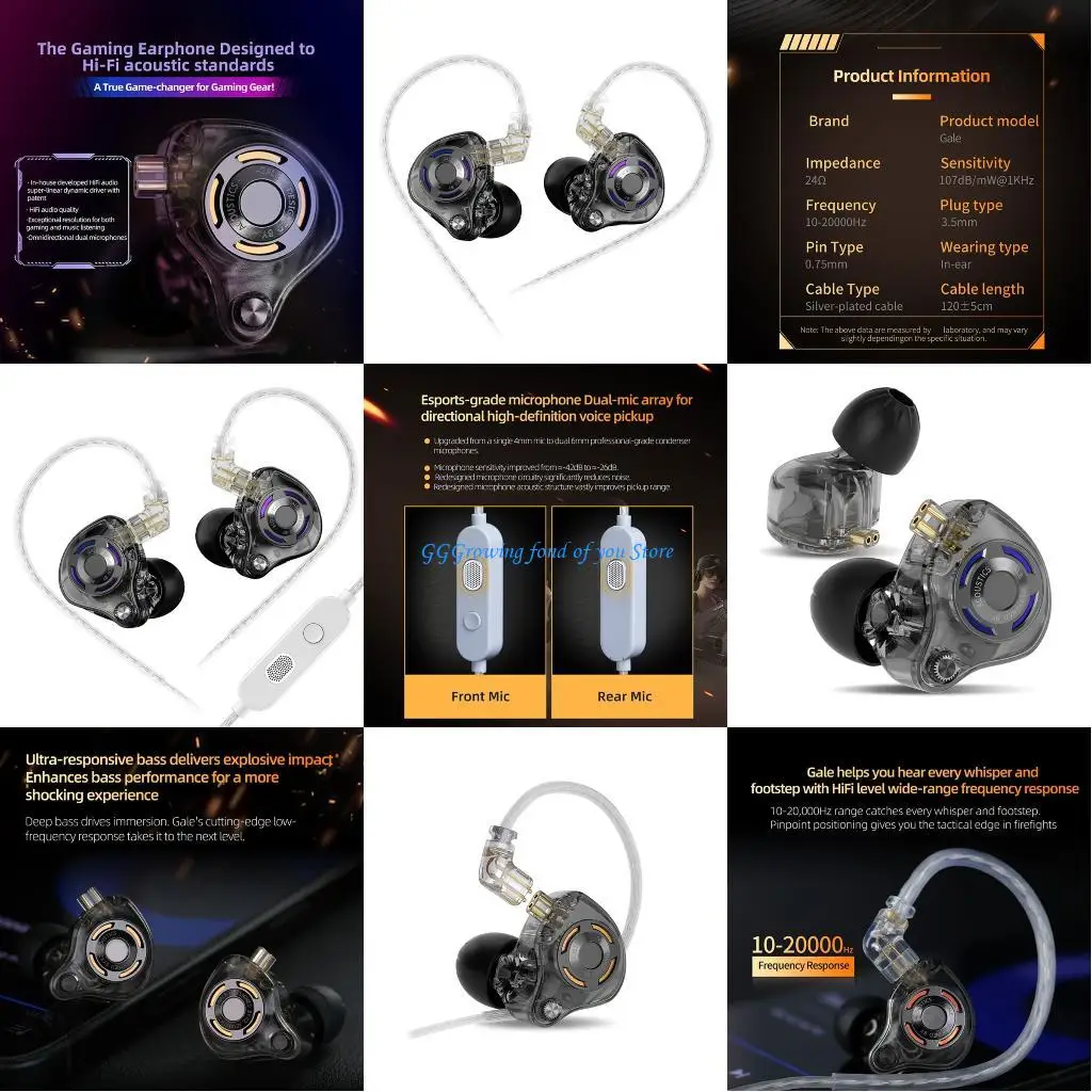 H9EB Competitive Gaming Headphone Claritys Audios Silicone Ear Tip Reinforced Bass