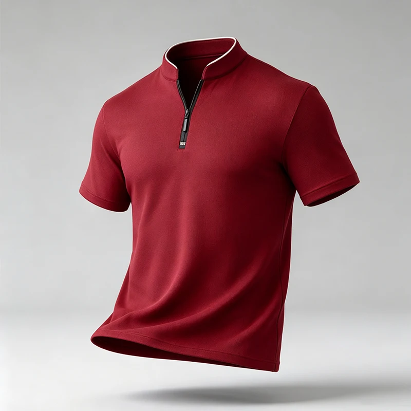 Herren Basic Pullover mit halbem Reißverschluss, Stehkragen und langen Ärmeln, geeignet für Kurzurlaube und verschiedene Freizeitaktivitäten. – Detail 11