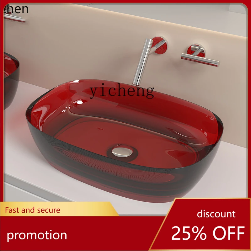 

HXL умывальник для небольшой квартиры из прозрачной смолы, умывальник на столе, умывальник на балконе, искусство ванной комнаты отеля