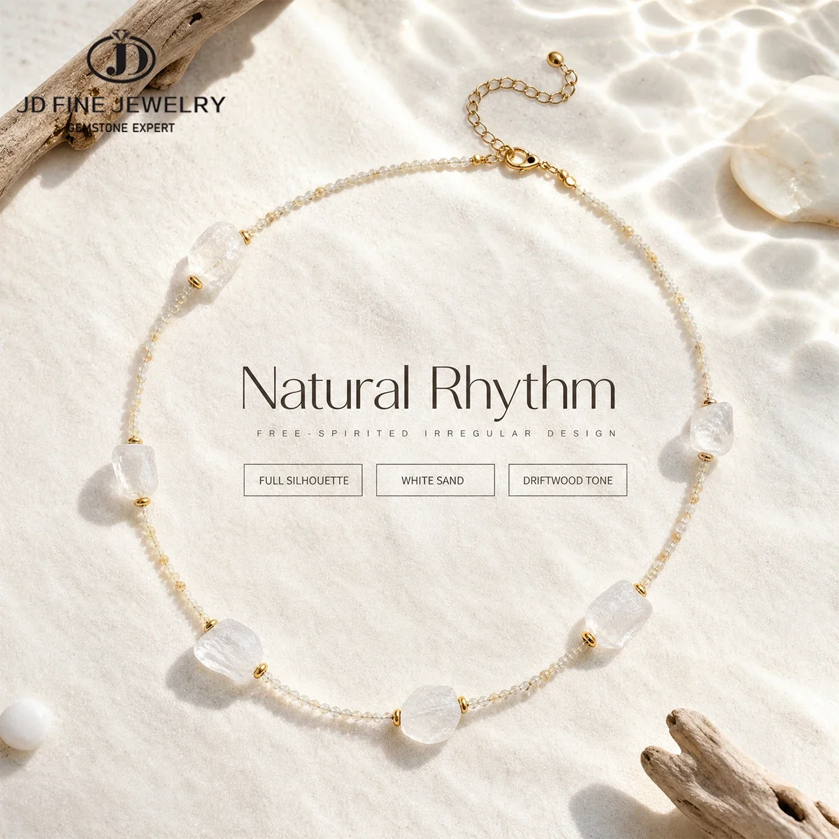 Natural Citrine Clear Quartz Raw Stone Necklace Stainless Steel Chain Crystal Jewelry Gemstone Gift for Women Handmade Design