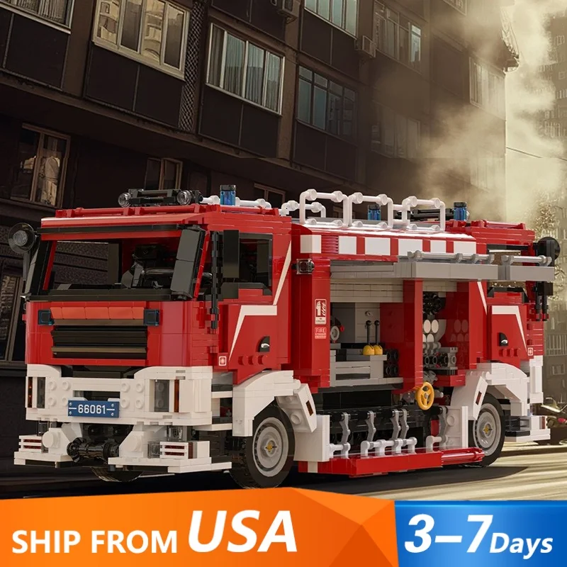 

2712PCS Fire Rescue Vehicle Building Block Double Driving Head City Rescue Water Spray Car Buildings Set Assembly Model Kit Gift