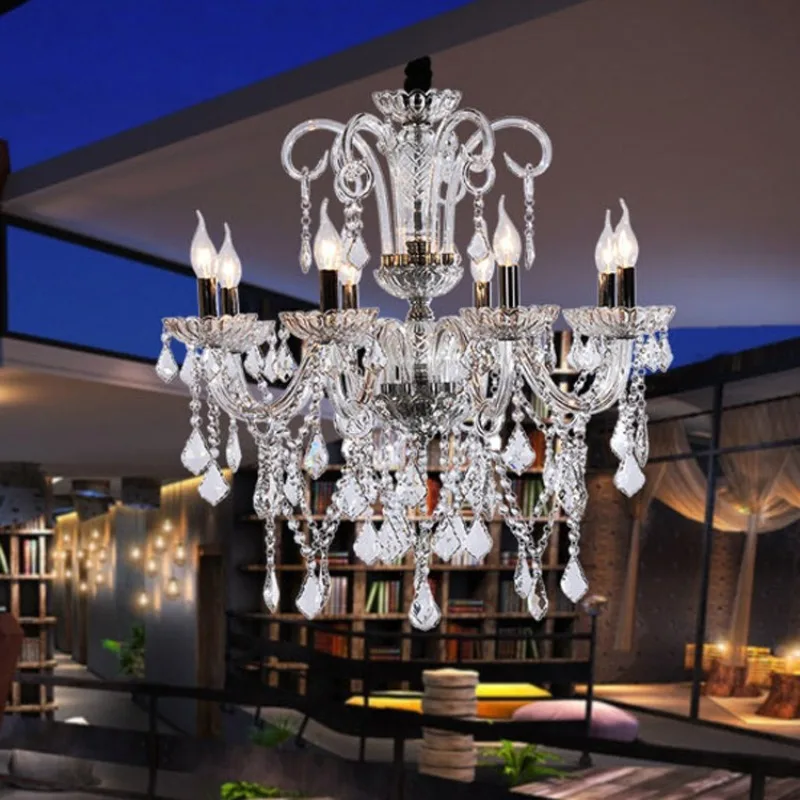 European crystal chandelier, light luxury living room lamp, American postmodern simple candle dining room lamp