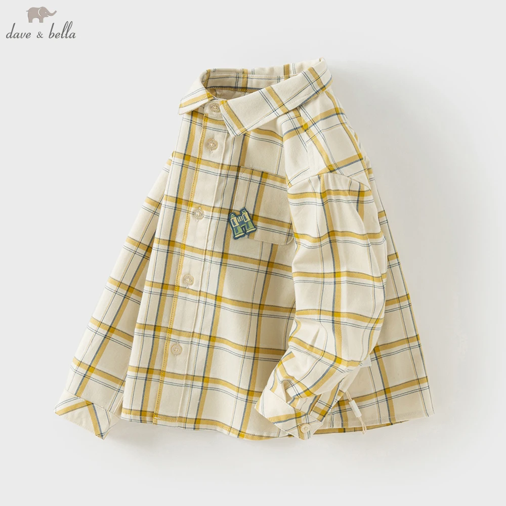 

Dave Bella Children's Autumn Spring Plaid Shirt Boys Casual Outdoor Long Sleeve Blouse Tops Formal Party Clothes DB3252933