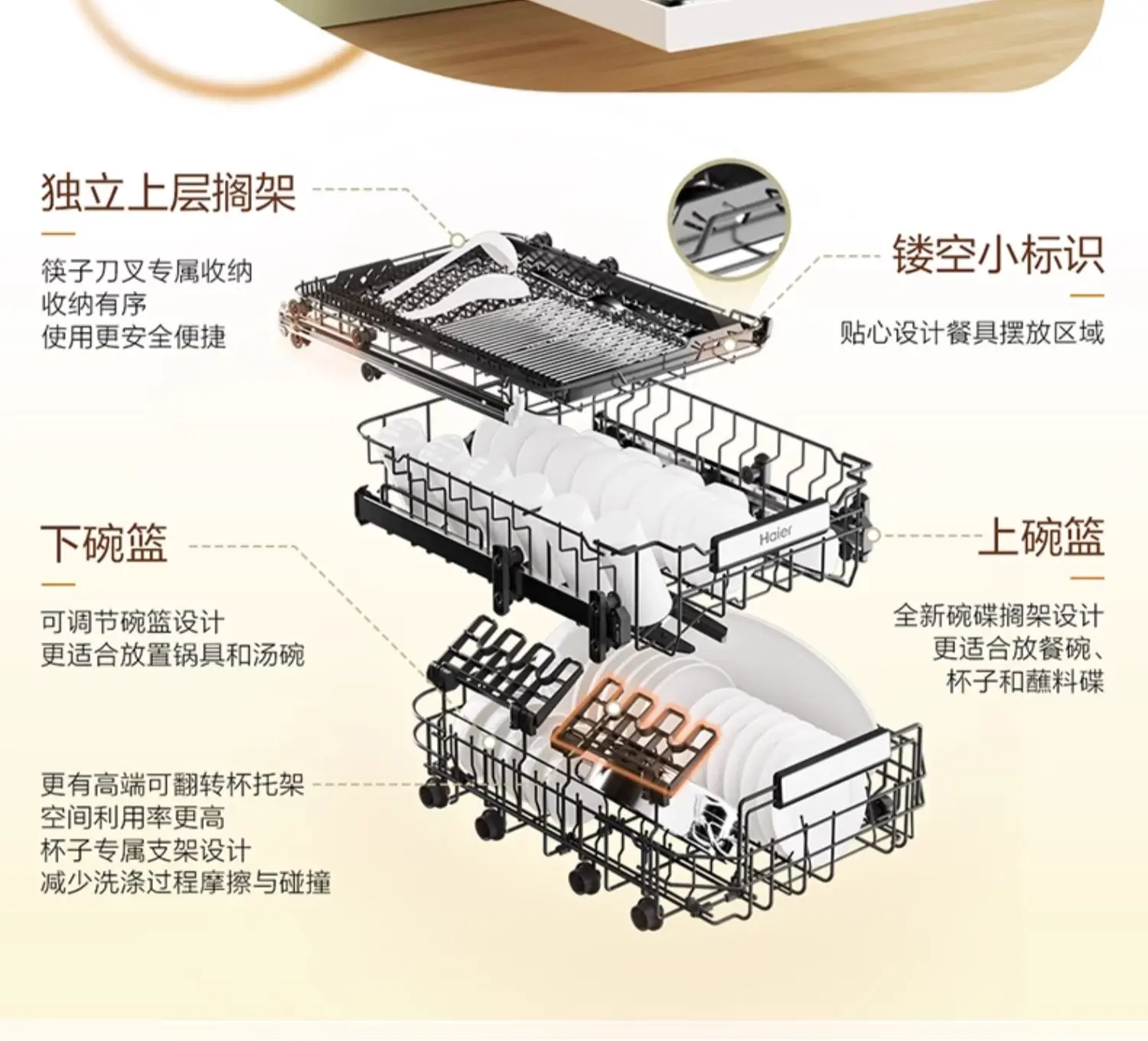 غسالة أطباق هاير X11S غسيل ضيق للغاية على الوجهين 14 مجموعة من تحويل التردد ضغط الماء العالي صغير مدمج #5