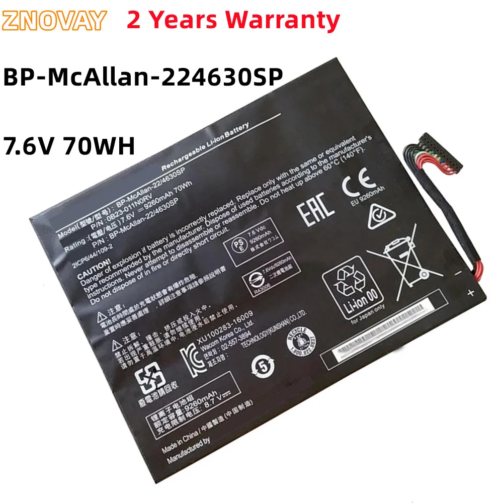 

ZNOVAY New 7.6V 70Wh 9260mAh BP-McAllan-22/4630SP 0B23-011N0RV Laptop Battery For Getac Wacom msp16 Laptop Battery