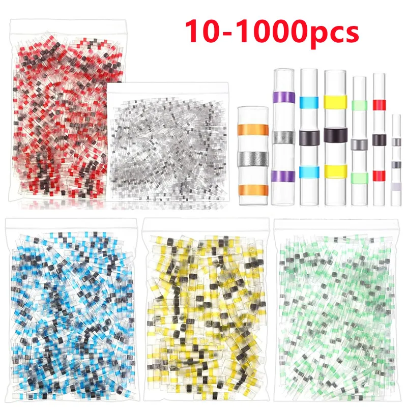 10-1000pcs Waterproof Solder Seal Wire Connectors 3:1 Heat Shrink Insulated Electrical Wire Terminals Butt Splice