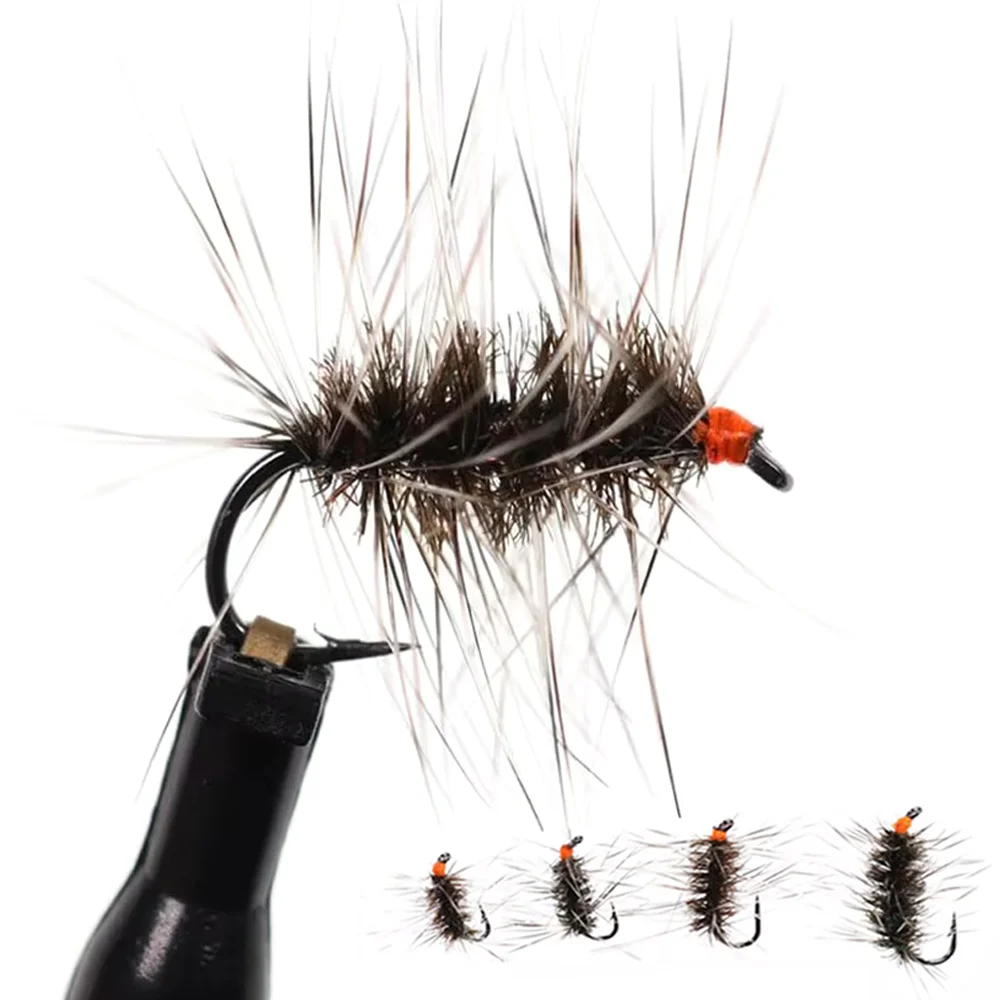 5 piezas # 14 # 16 # 18 # 20 Griffith's Gnat Dry Fly Grizzle Hackle Peacock Herl Body Moscas de pesca con mosca artificial para trucha y pescada, señuelo de pesca