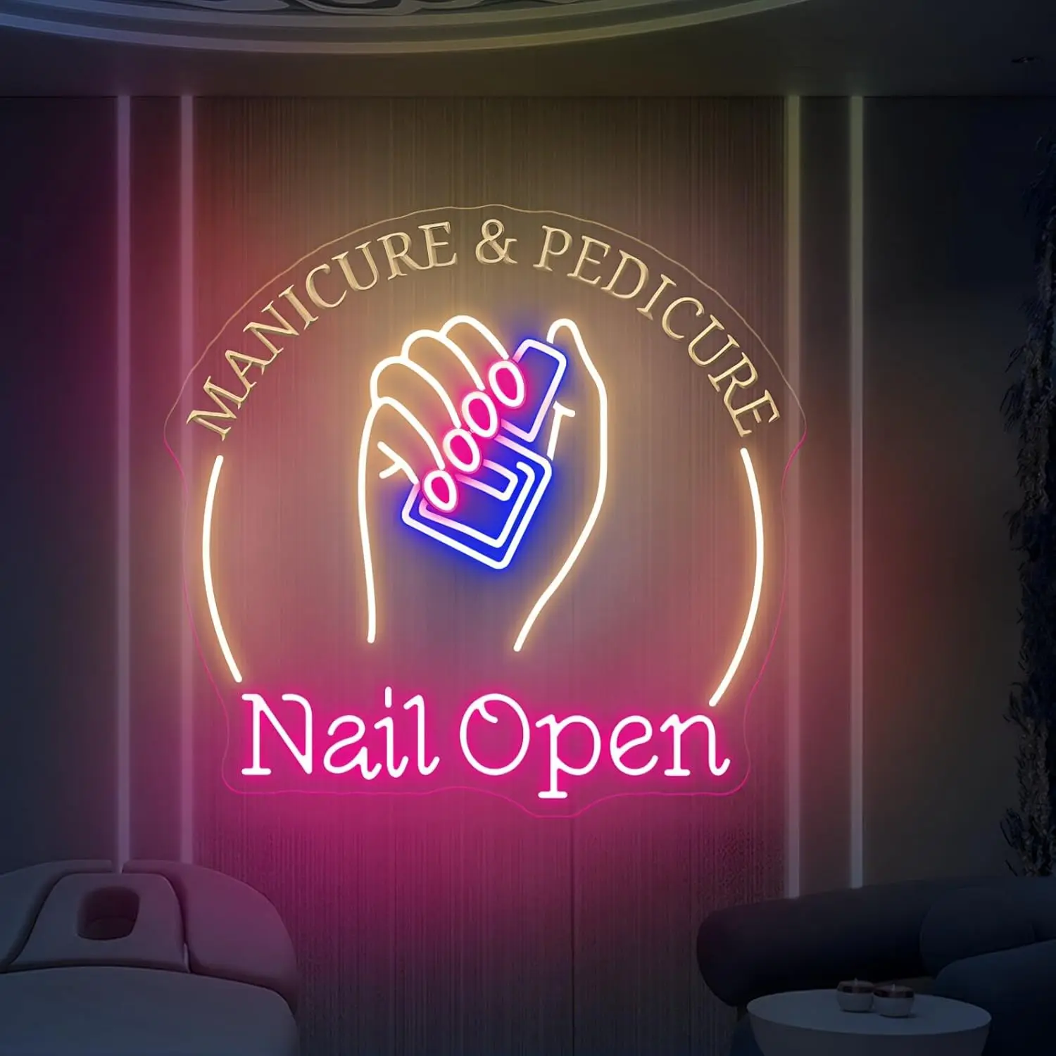 

Nail Open Neon Sign USB Powered LED Light for Nail Salon Beauty Spa Studio Decor Eye-Catching Storefront Window Display Light