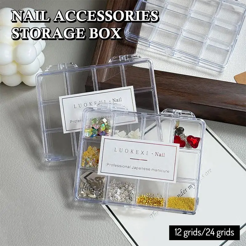 Transparent Nail Art Empty Storage Case Box Acrylic High Quality Nail Glitter Rhinestone Jewelry Organizer Container Display