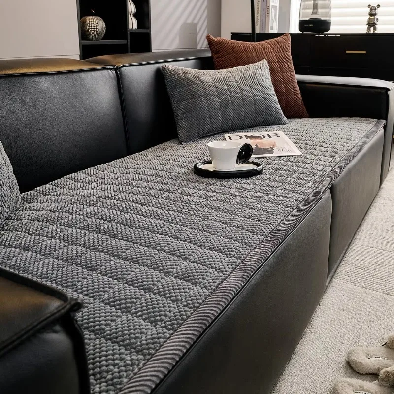 Pet & Kid Friendly Thickened Corduroy Couch Slipcover, Non-slip Universal Sofa Mat, Furniture Protector for Living Room