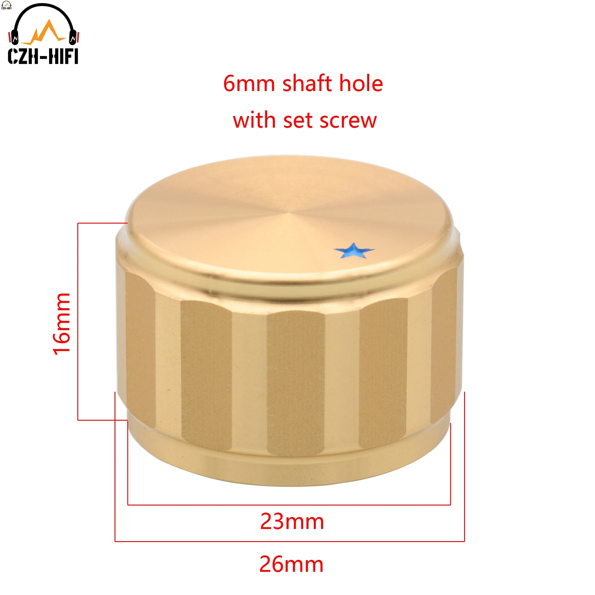25x16mm CNC-gefräster Massiv-Aluminium-Drehknopf für Audio-Verstärker, Plattenspieler, Radio, Lautstärke-Potentiometer, Subwoofer, CD, Gitarre, AMP – Detail 1
