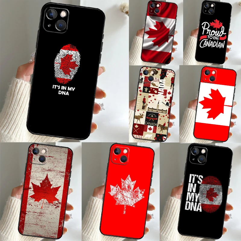 Canada Canadian Flag Case For iPhone 11 14 15 16 Pro Max 13 12 Mini X XR XS Max Plus Cover Coque