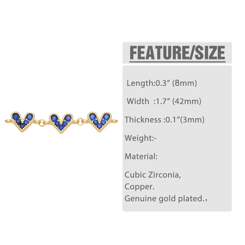 OCESRIO Multicolor Heart Pendants for Necklace Gold Plated Cubic Zironia Copper Heart Bar Charm for Jewelry Making pdta740