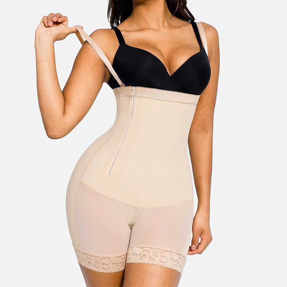 

Tummy Control Shapewear Side Zipper Body Shaper for Women Firm Control Fajas Bodysuit Girdle With Butt Lift