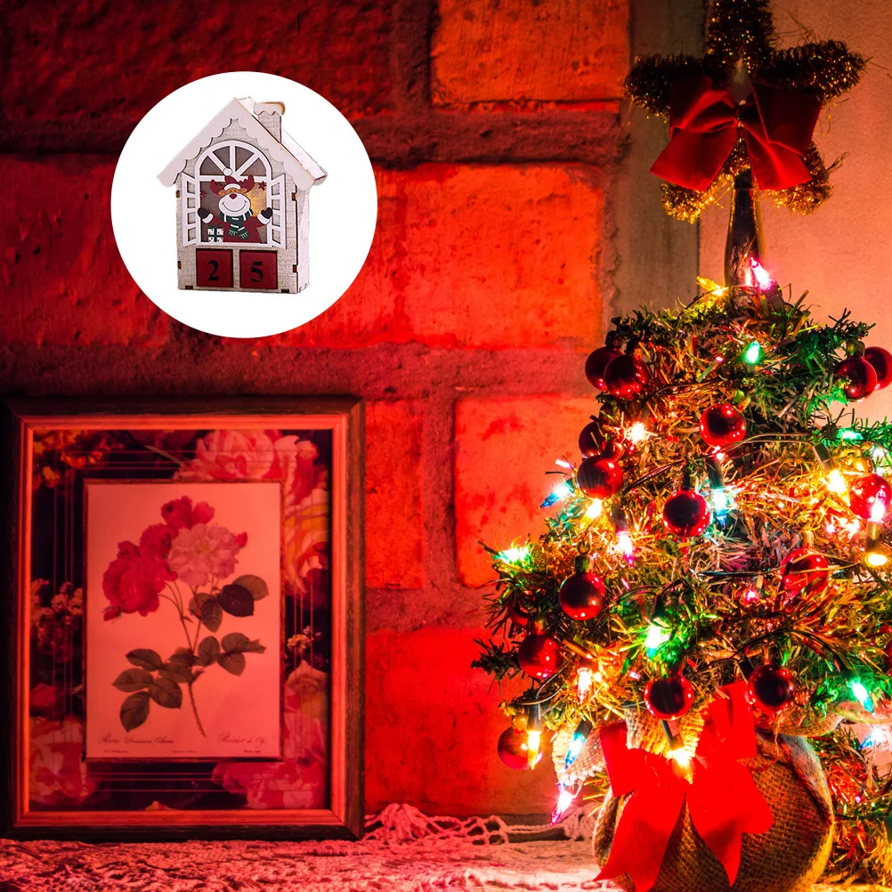 

1Pcs Wooden Christmas Countdown Calendar Decorative Block Perpetual Calendar Home Festival Ornament Xmas Decor