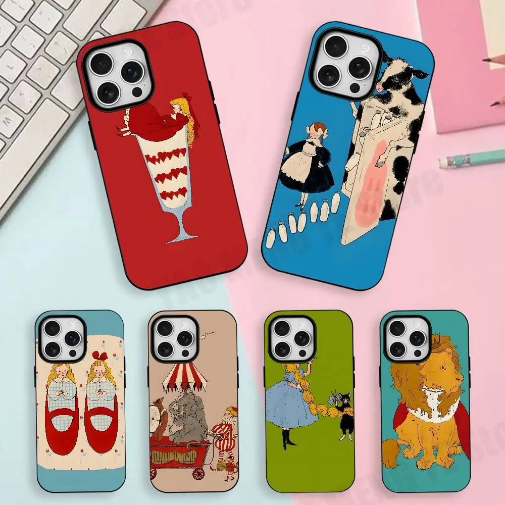 

Retro Illustrations Matte Magnetic For Case For iPhone 17,16,15,14,13,12,11 Pro Plus Mini Max Frosted Cover