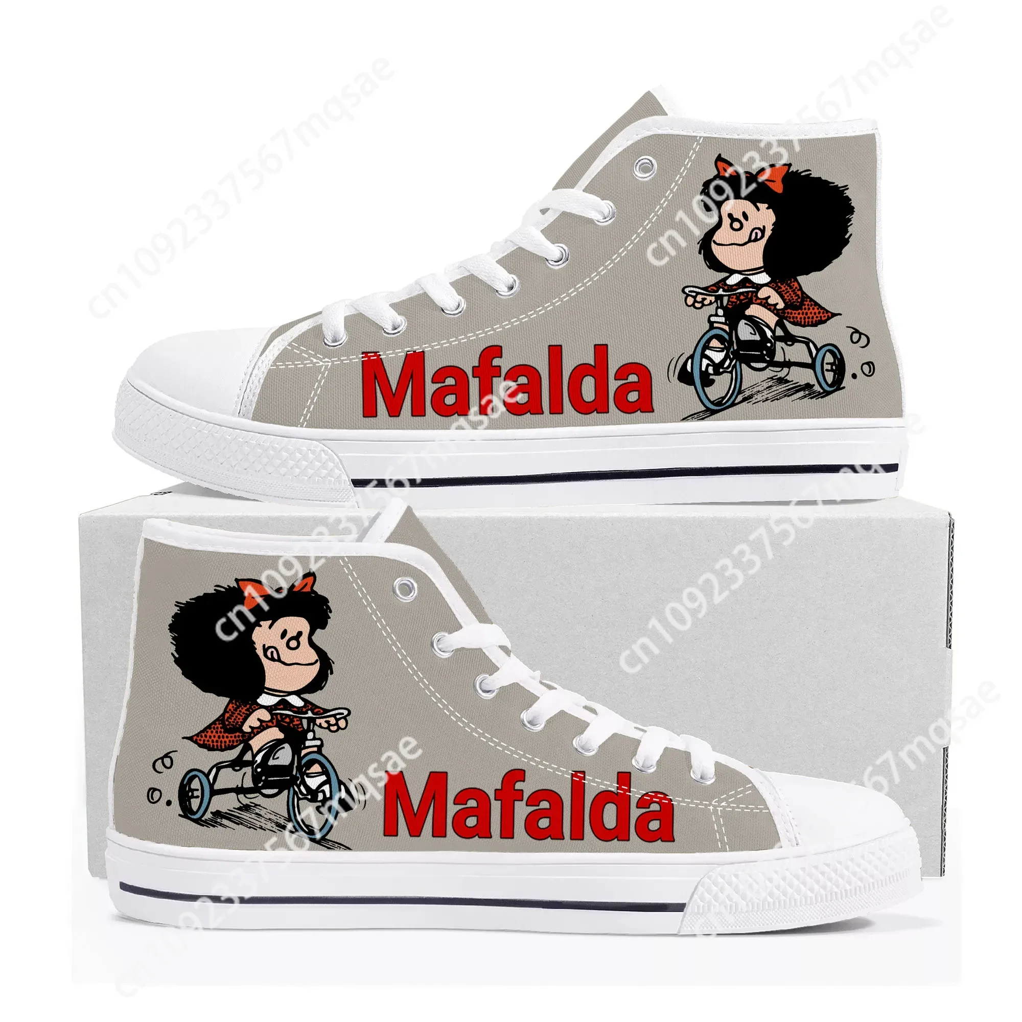 

Hot Cartoon Role Mafalda High Top Sneakers Mens Womens Teenager High Quality Fashion Canvas Shoes Casual Tailor Made Sneaker