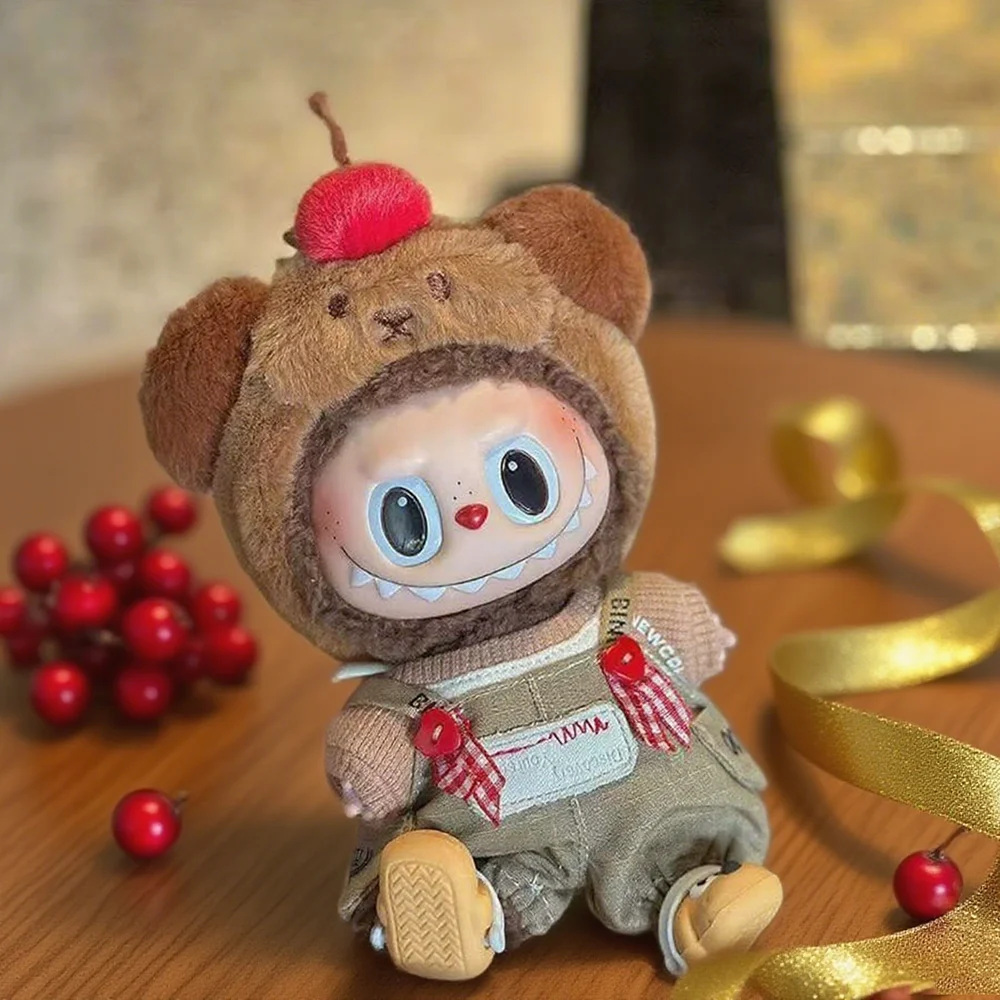 الملابس ل 15-17 سنتيمتر Labubu لطيف الدب الصغير الملابس الشعر هوب مجموعة وزرة الزي اكسسوارات هدية [لا دمية]