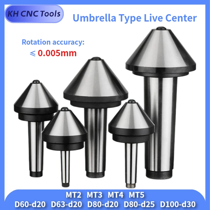 KH CNC D60 D80 D100 MT2 MT3 MT4 MT5 Morse Tapper Cone Mushroom Head Center Umbrella-type Rotating Center CNC Lathe Live Thimble
