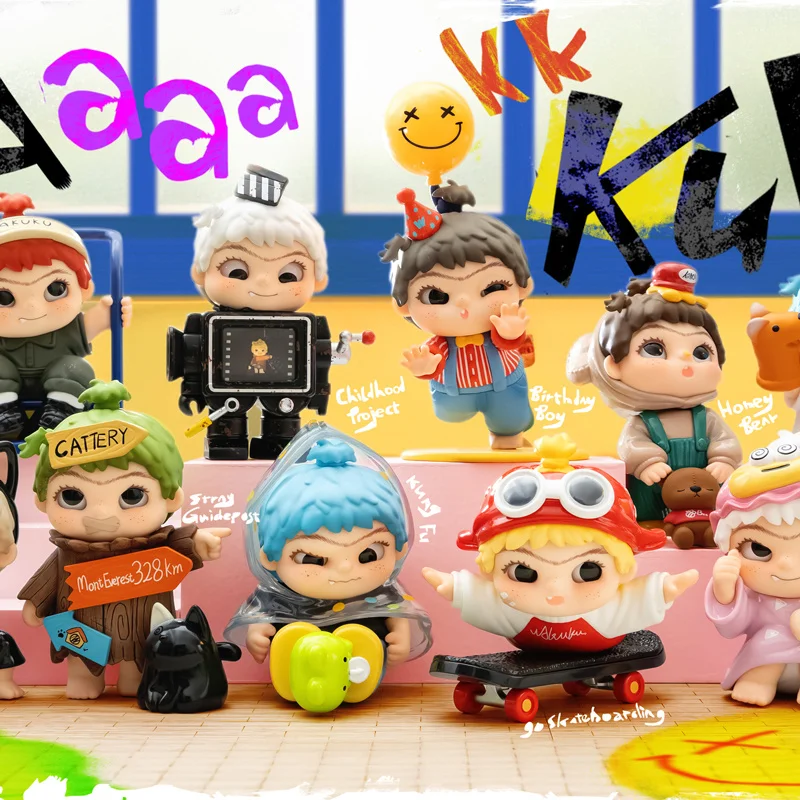

WAKUKU Genuine Childhood Retro Screening Series Blind Box Toys Trendy Figurines Cute Desktop Ornaments Birthday Gifts