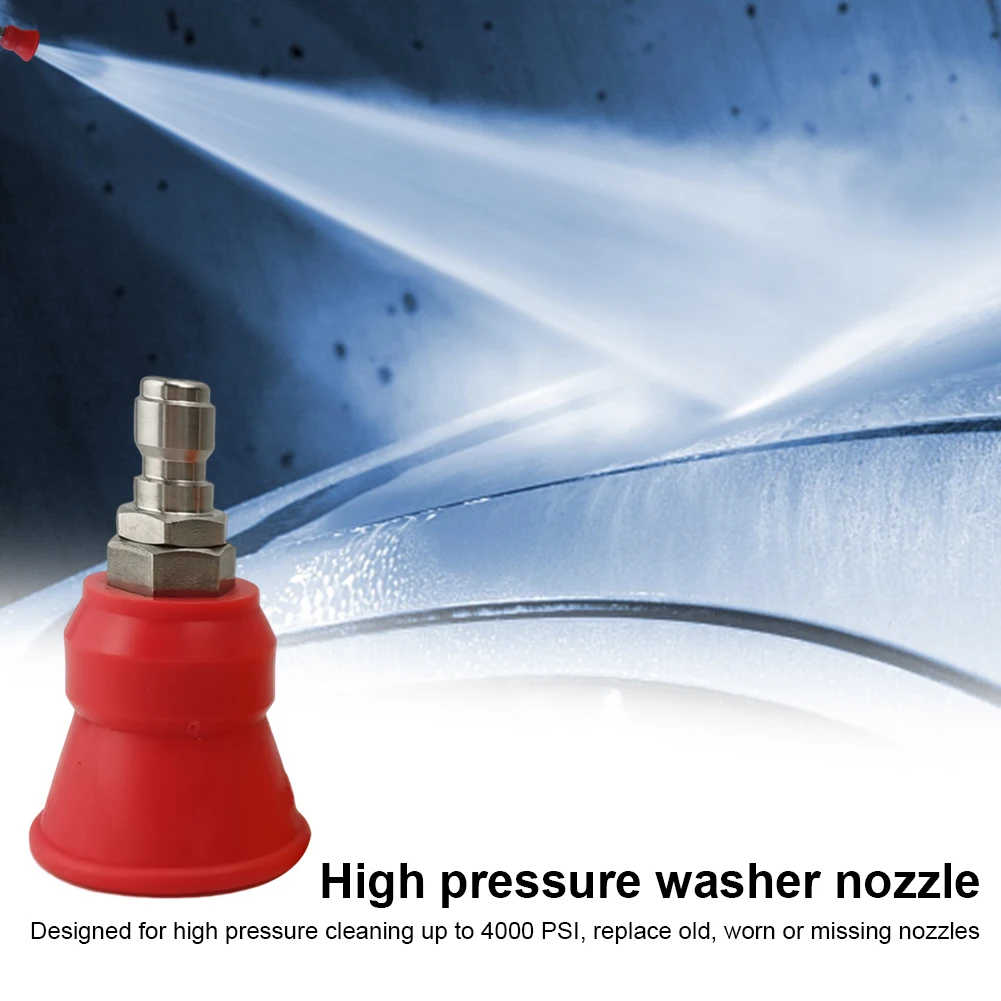 

Splash-proof Washer Sprayer Rubber High-Pressure Sheath Nozzle Sheath Tips Stainless Steel Pressure Washer Tips 1/4 Quick Plug