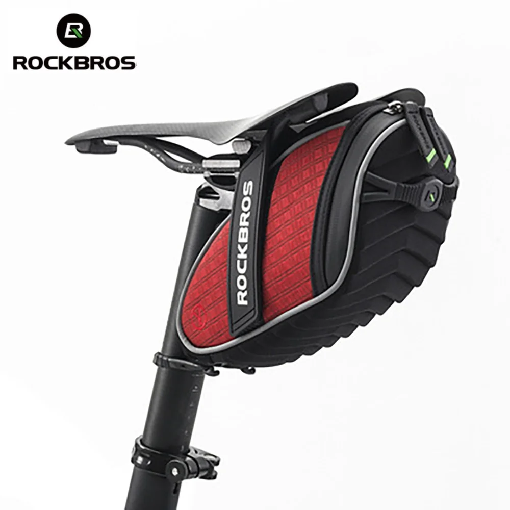 ROCKBROS Bicycle Bag Tail Bag Seat Tube Bag Large Capacity Saddle Bag Reflective Strip Road Mountain Bike Riding Equipment