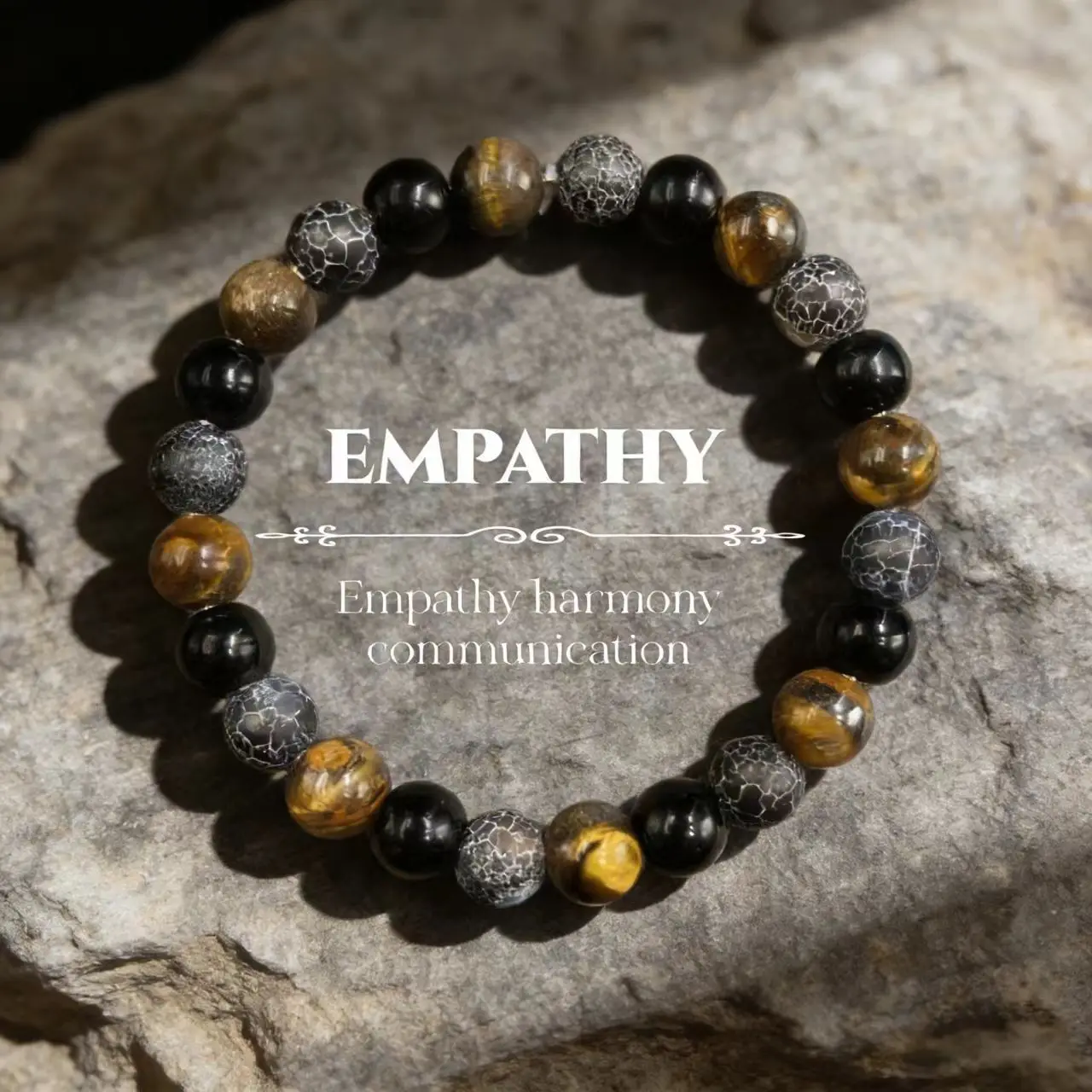 Cross-border new products, natural tiger's eye stone weathered agate black glass crystal bracelet, European and American style h