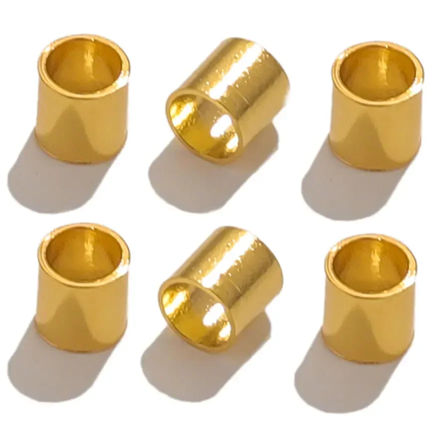 200pcs Stainless Steel Beads Tube Crimp End Beads Clip Foldover Stopper Spacer Bead for DIY Jewelry Making Supplies Findings
