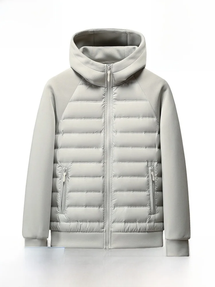 

Paul Knitted Patchwork Du down Jaet Men Women Lightweight Warm Ribbed Bot Hem Casual Faion Urban Sle Winter Coat