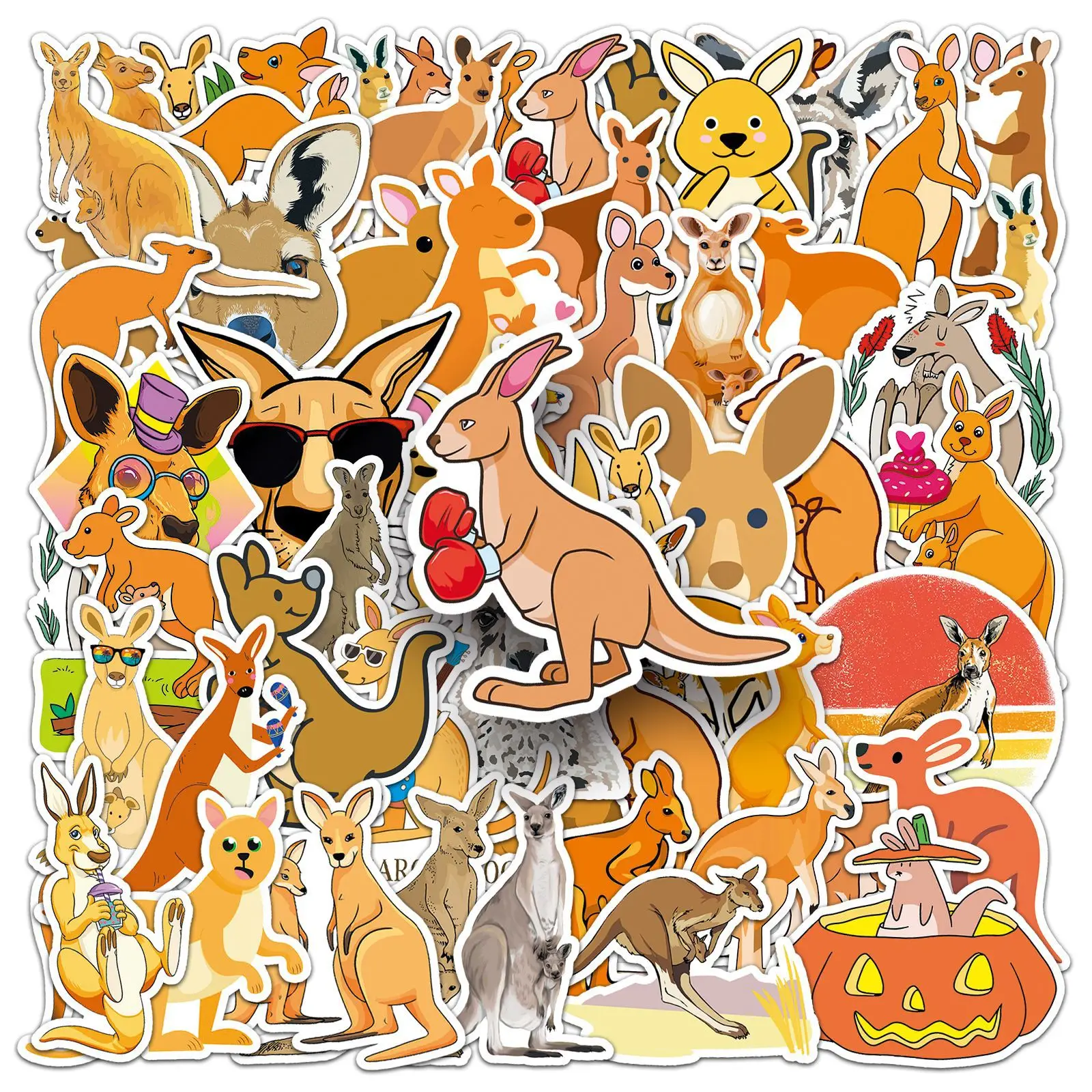 

10/50PCS Cartoon Animal Kangaroo Graffiti Sticker Funny Creative DIY Water Cup Stationery Box Luggage Waterproof Decal Toy