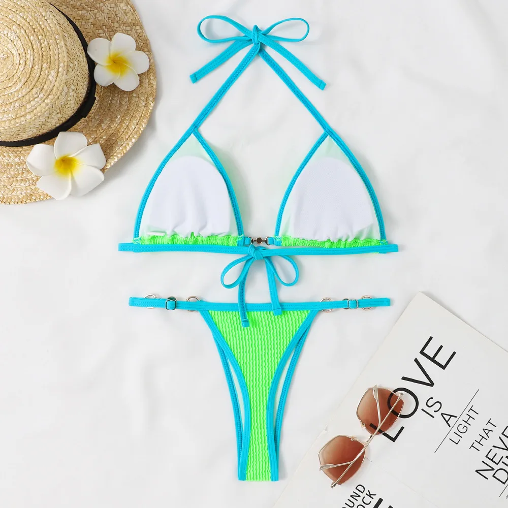 Sexy Neon Micro Swimwear Thong Bikini 2024 Women Two Pieces Swimsuits Swimming Bathing Suit Brazilian Bikinis Set Mujer Biquini