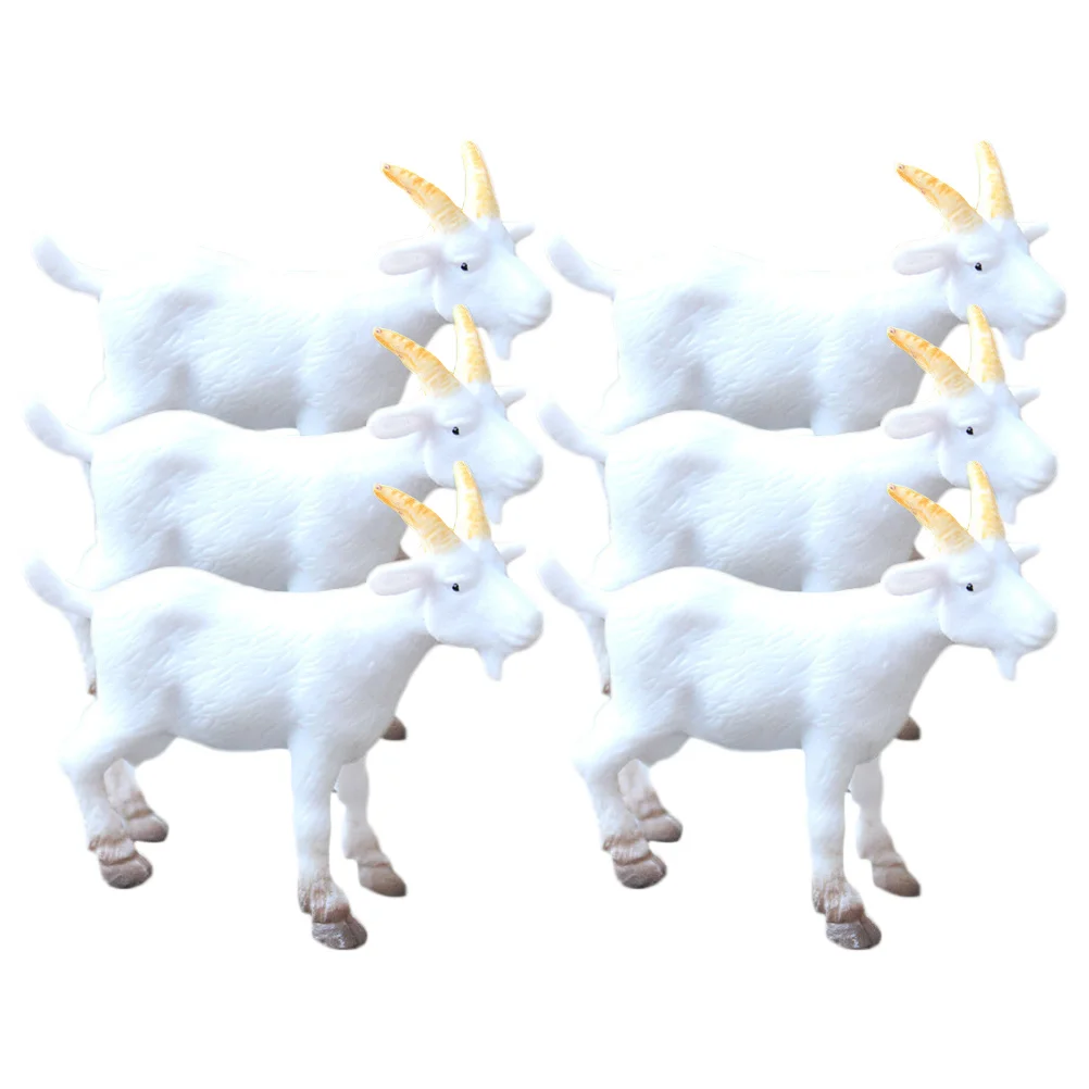 

6 Pcs PVC Goat Figurines Miniature Animal Models for Decor Small Sculptures Lovely naments Landscaping Project