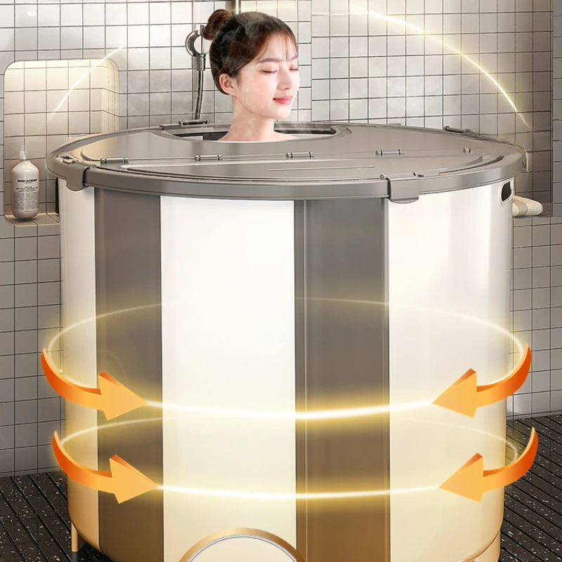 دلو حمام القدم، حاوية مستديرة كبيرة، حوض استحمام محمول، سبا منزلي، قابل للطي، حقيبة مريحة، دلاء سباحة قابلة للطي من تينا #3