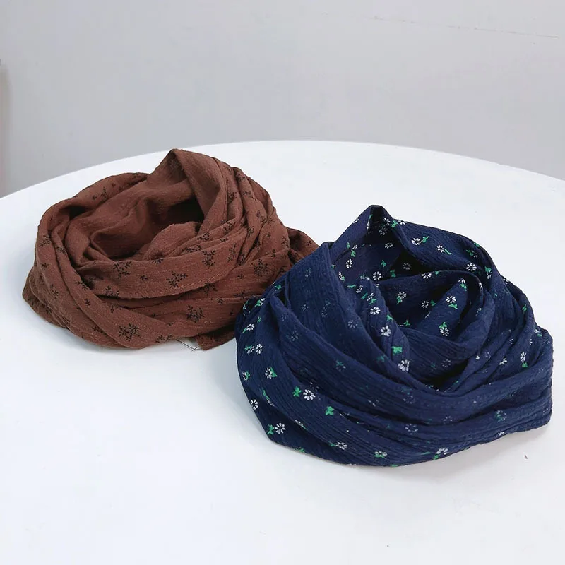 2024 Spring and Autumn New Floral Scarf Fashion Korean Cotton Retro Scarf Female Thin Breathable Shawl