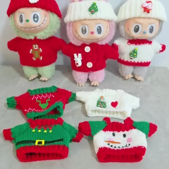 

Clothes For Labubu Dolls Christmas Themed Outfits For 15/17cm 1st-3rd Gen Ones Diverse Styles With Christmas Trees Snowmen
