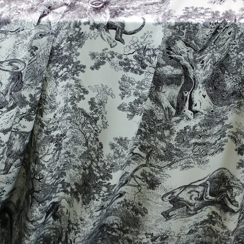 

Spring and Summer Animal Print Draping Dress Cloth Fabric High-Grade Handmade Cheongsam Wide Leg Pants Shirt Fabric