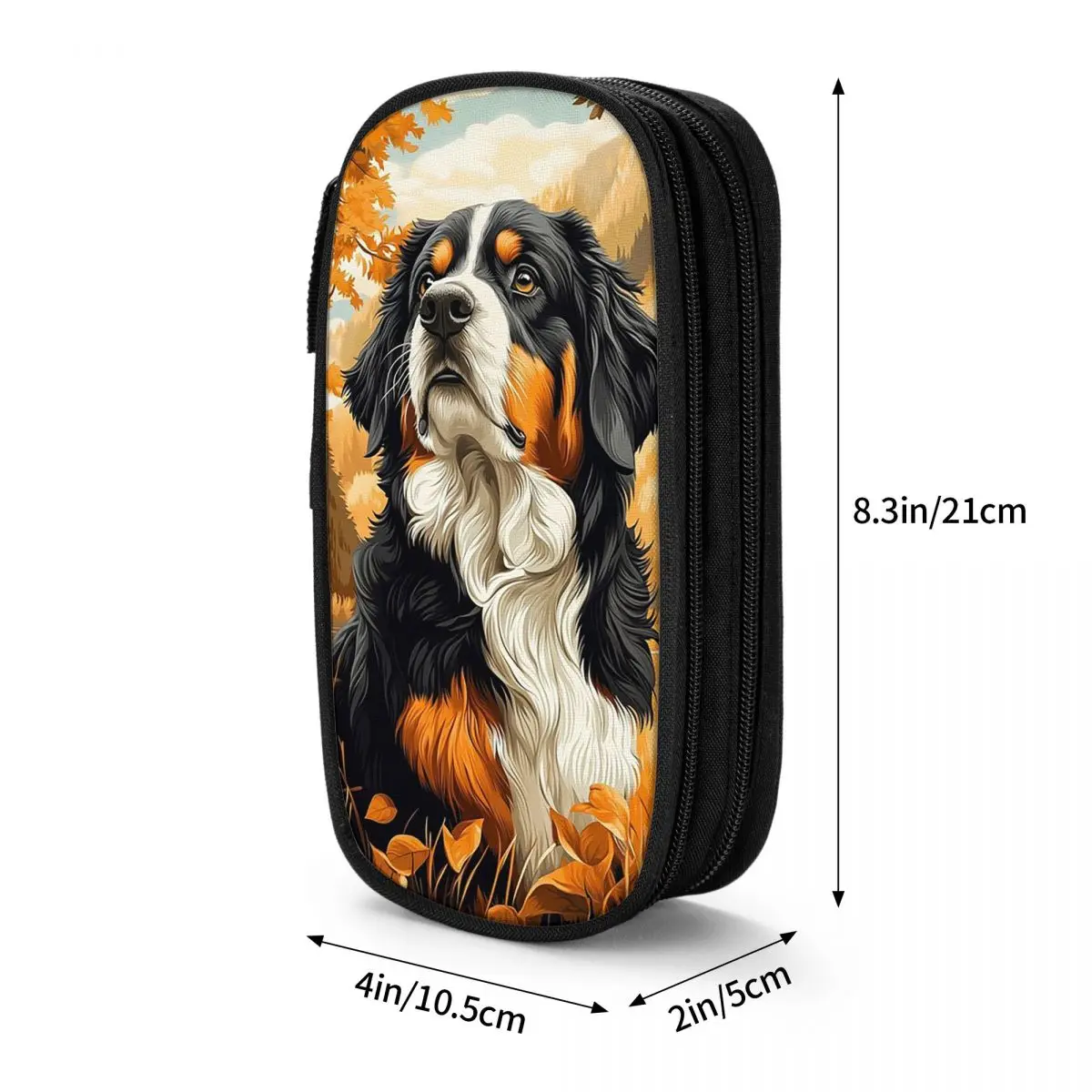 Bernese Mountain Dog In Autumn Pencil Case for Kids Gifts Pen Box Pencil Bag Stationery Supplies Pen Holder Bag - view 2