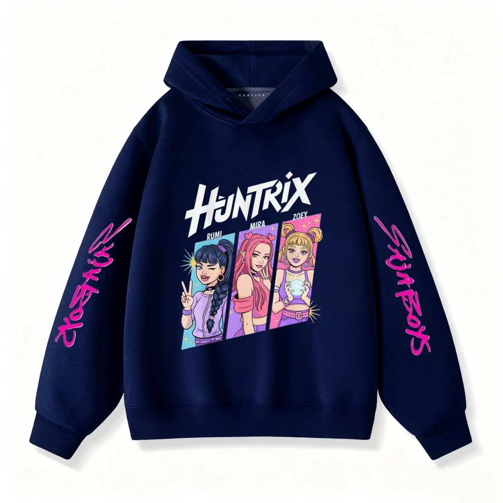 ملابس علوية بقلنسوة للأطفال ملابس Kpop شيطان الصيادين مطبوعة بلوزات بأكمام طويلة 2025 ملابس شعبية بلوفرات رياضية غير رسمية