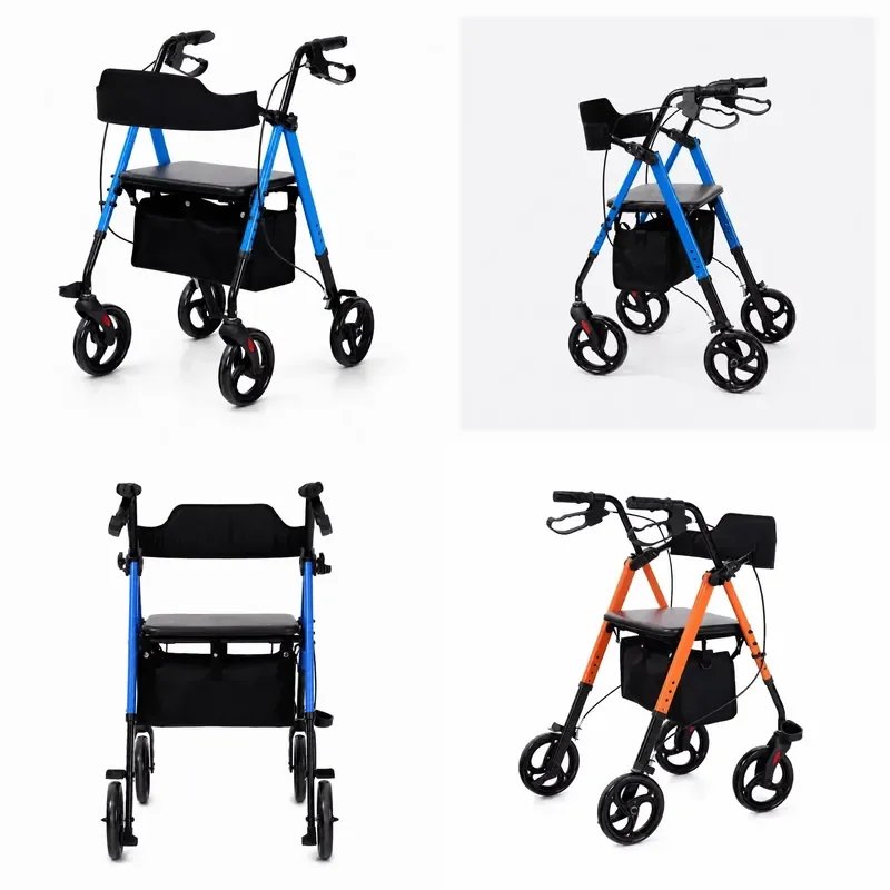 for   Aluminum Four Wheel Walker with Seat Height Adjustable Load Bearing 136 kg  and  Certified