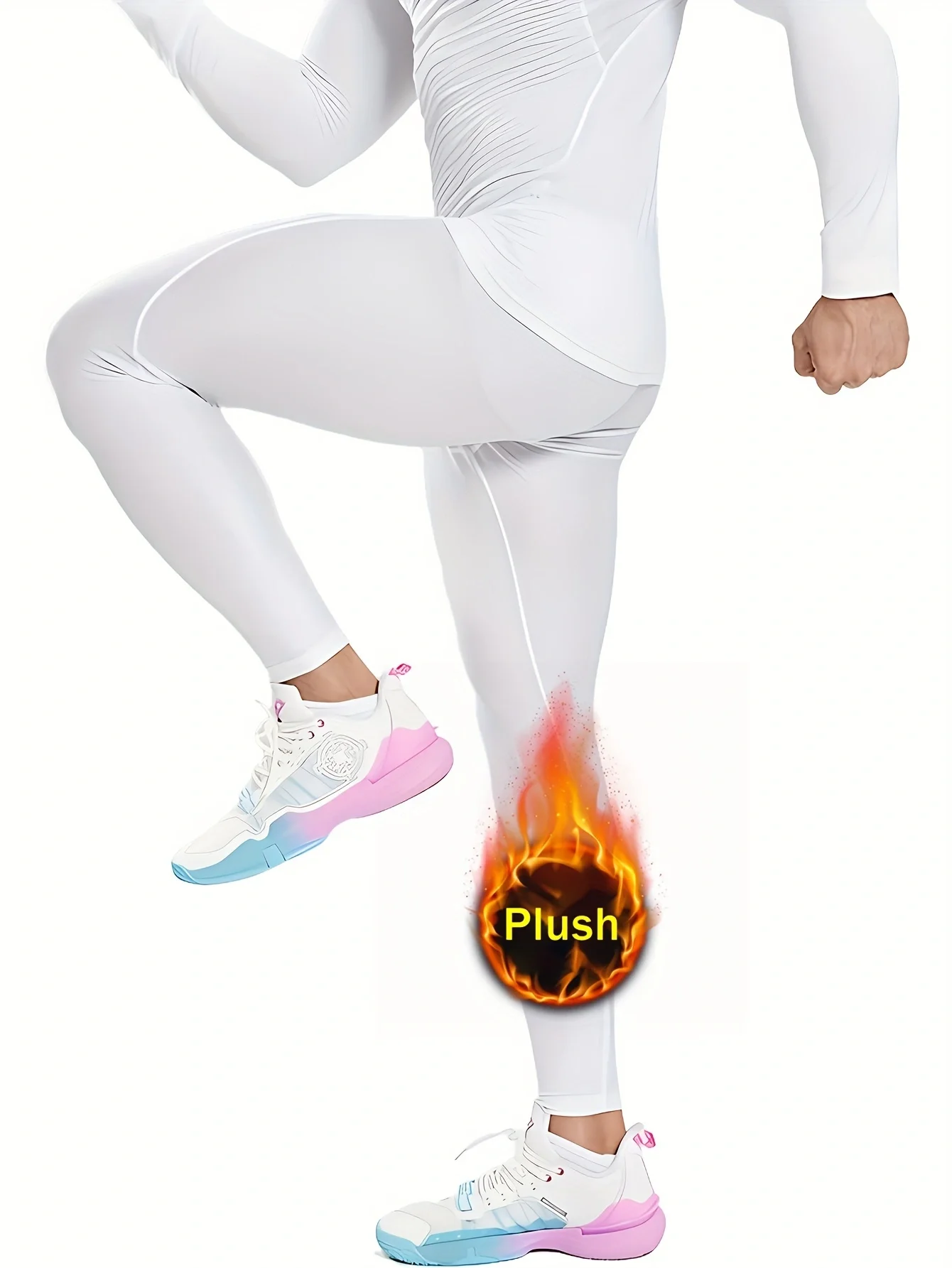 Men's Fleece Lined Compression Fitness Pants Casual Elastic Trousers Suitable for Outdoor Gym Running Men's Sport Tight Pants