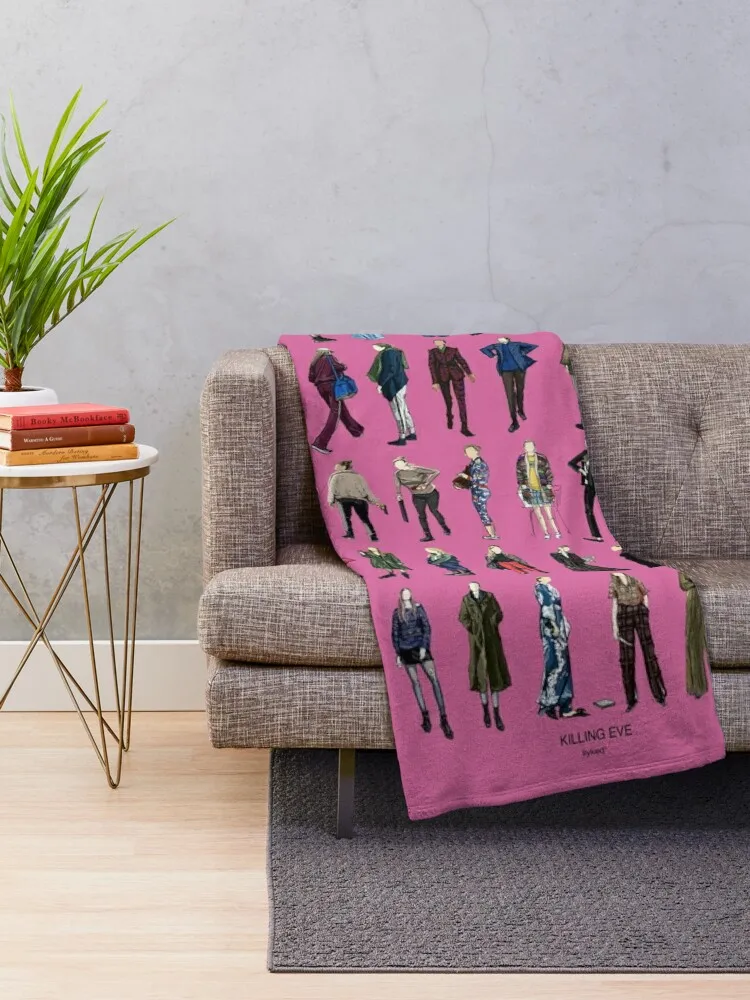 Killing eve villanelle fashion looks Pink version Throw Blanket manga Sofa Quilt Blankets For Baby Blankets