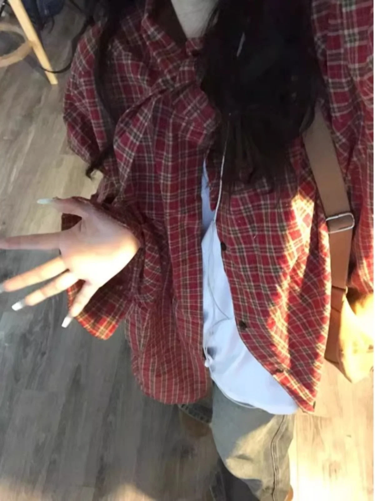 Retro giapponese Sle Lungo Sve Plaid Colletto di coniglio Allentato da donna irt Faionable Design vintage Pendolari Sle Primavera 2025
