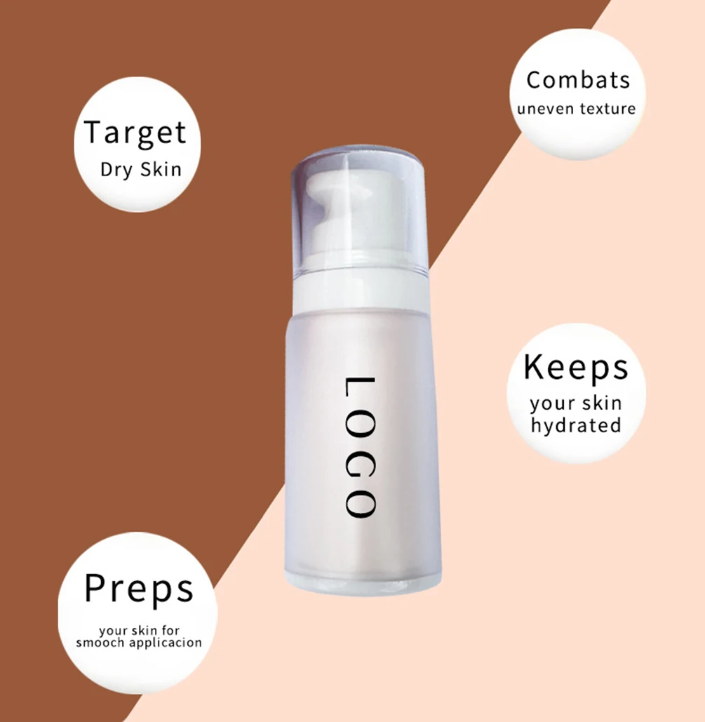 40ml marque privée visage apprêt longue durée imperméable éclaircir lisse peau correcteur Lotion Logo personnalisé maquillage en gros