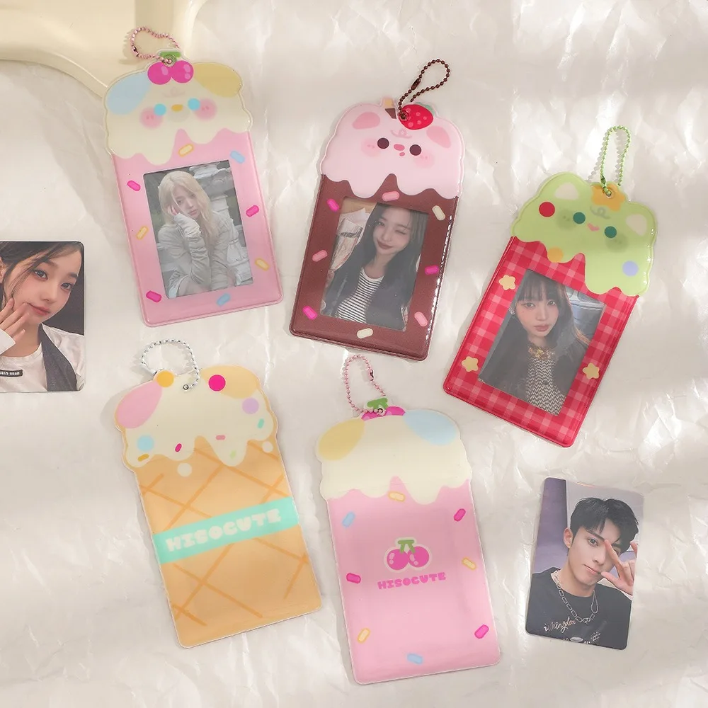 Kawaii Organizer ผู้ถือบัตร PVC การ์ตูน Photo Card Case ผู้ถือบัตรพวงกุญแจ