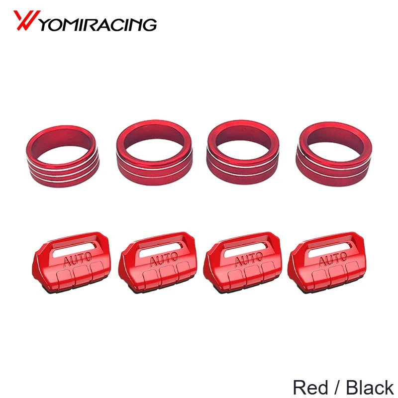 

YOMI 8PCS metal knob covers for Jeep JL JLU 2018 2025 Gladiator JT for fits window volume AC light switches