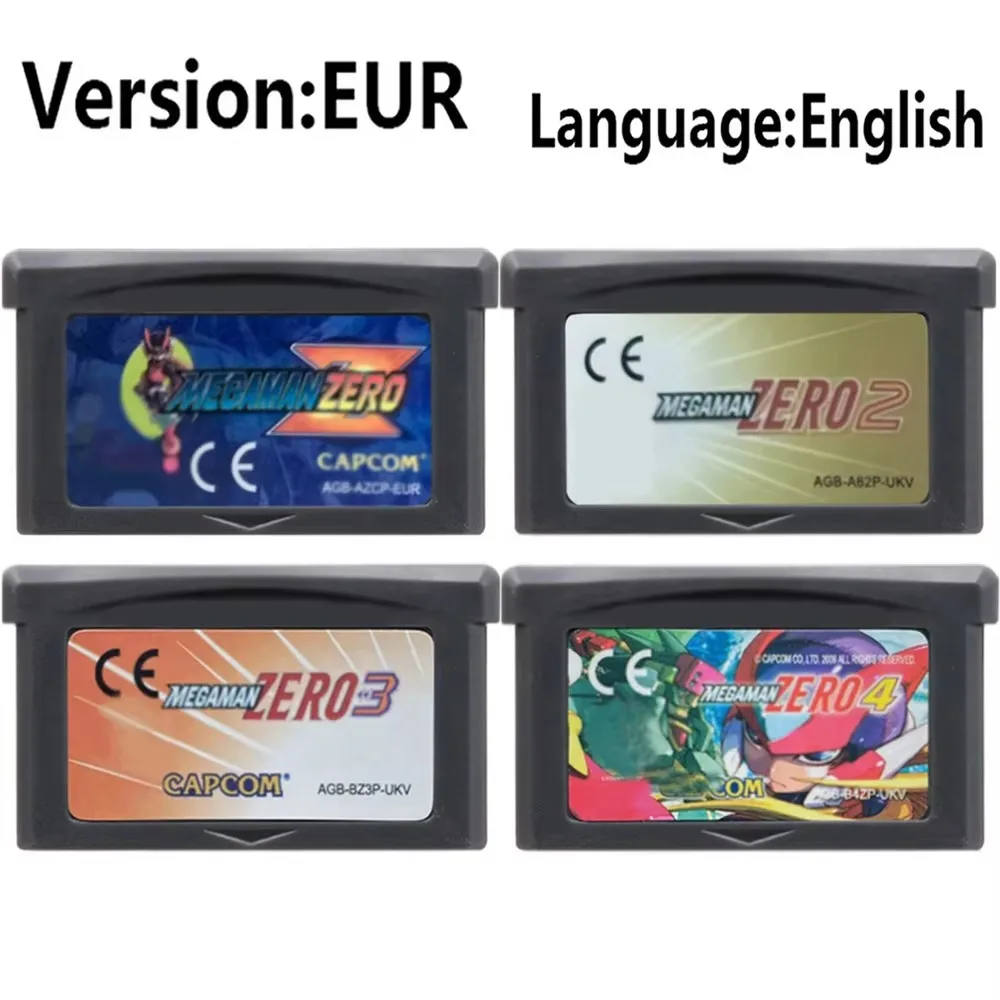 خرطوشة ألعاب Megaman Zero GBA 32 بت بطاقة وحدة تحكم ألعاب الفيديو Megaman Zero 1/2/3/4 بطاقات MegaMan & Bass Megaman Red Sun #5