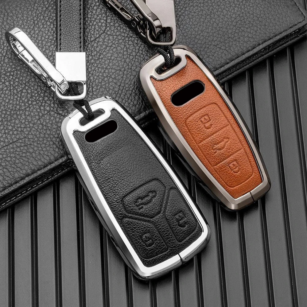 Zinc Alloy Car Smart Key Case Cover Protector Shell Fob For Audi A1 A3 A4 A5 A6 A7 A8 B9 8V 8W 8S Q3 Q5 Q7 S8 R8 TT TTS Keychain