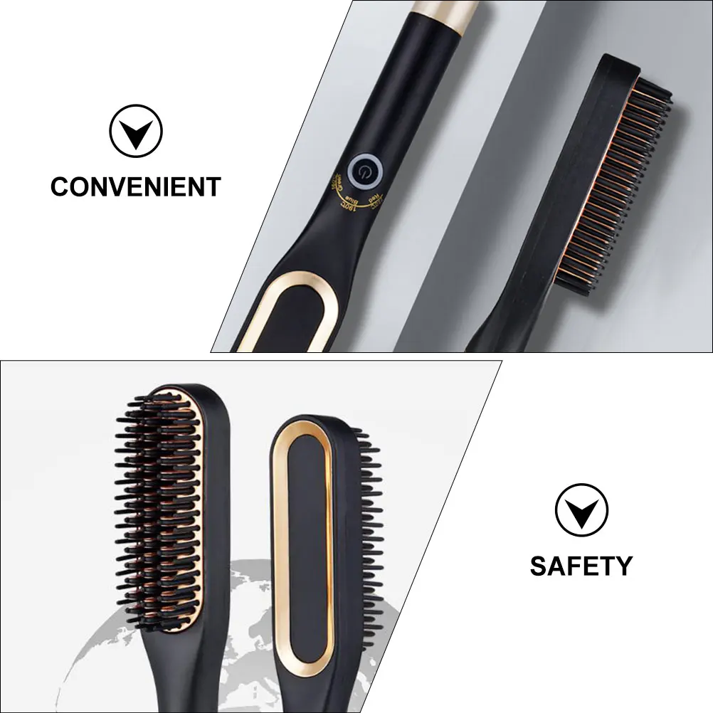 

3 In 1 Hair Straightener Brush Electric Beard Comb Styling Tool Ceramic Heating Eu Plug Beard Straightening Comb Hair