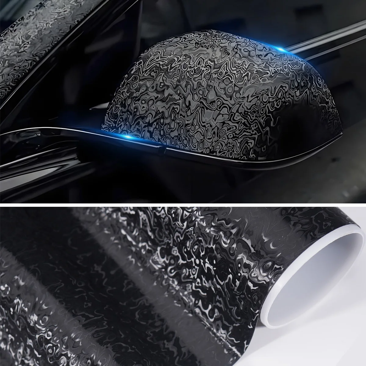 

Ghost Black Carbon Fiber Sticker DIY Black Waterproof Car Stickers Modified Vinyl Wrap Films Color Change Film